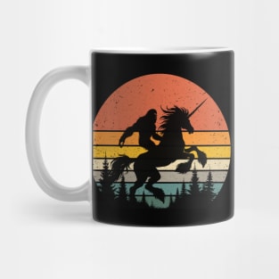 Bigfoot Riding Unicorn Horse Vintage Sunset Mythical Creatures Mug